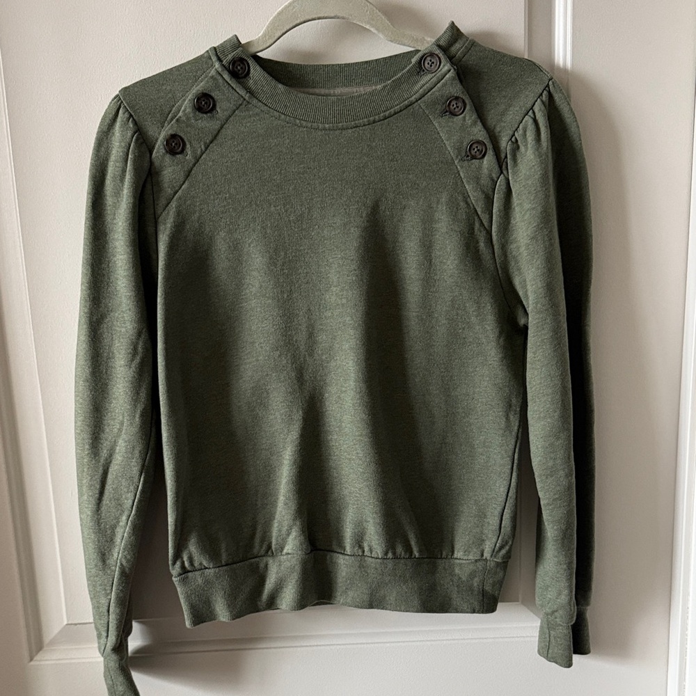 Grey State Green Button-Detail Sweatshirt